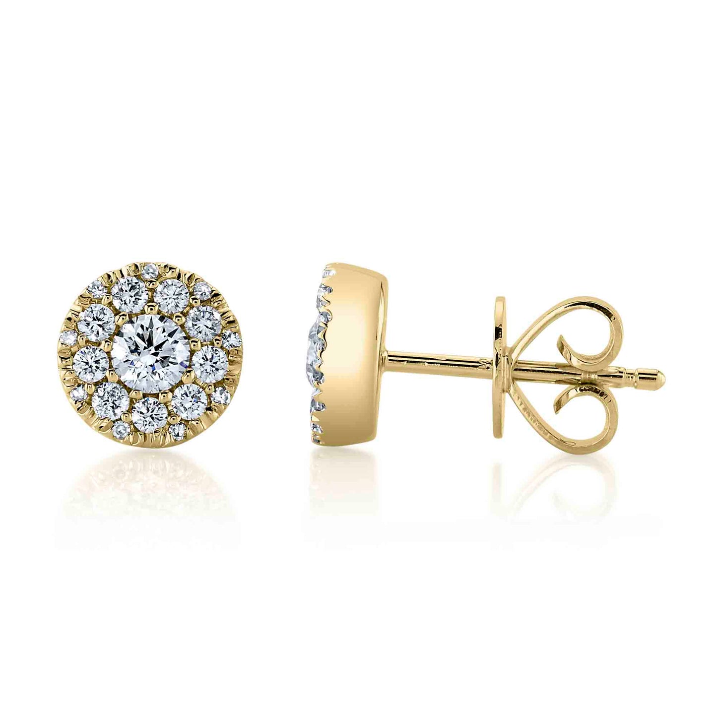 0.24CT-CTR(ROUND) 0.26CT-SIDE DIAMOND CLUSTER EARRING