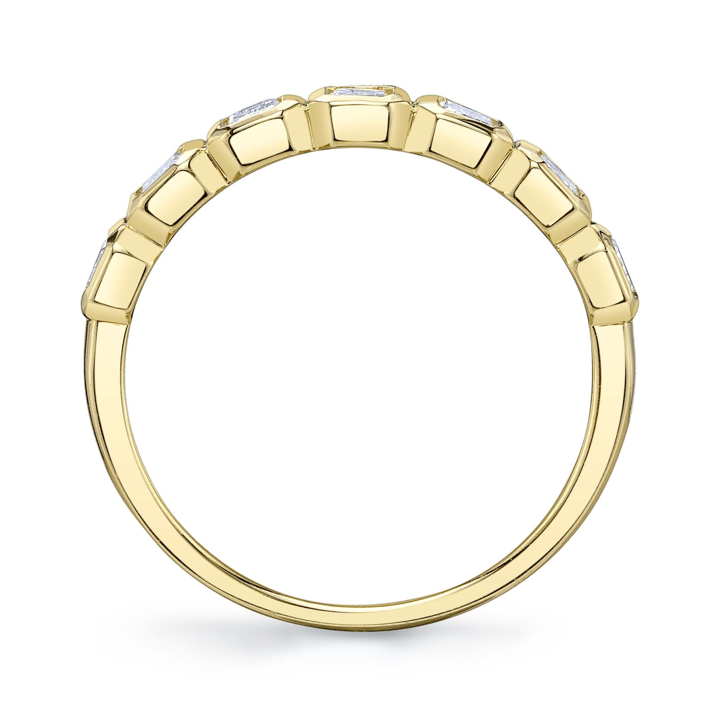 1.05CT 14K Y/G DIAMOND EMERALD BEZEL BAND