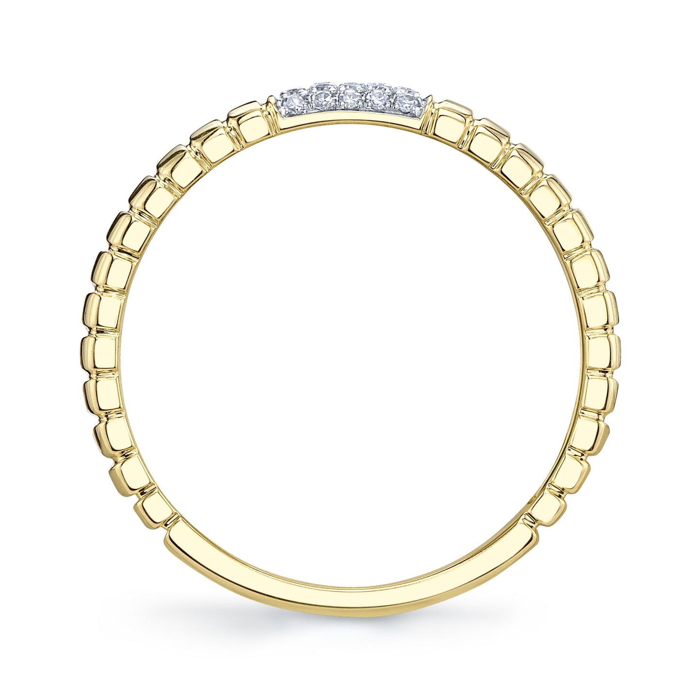 0.08CT 14K Y/G DIAMOND RIBBED BAND