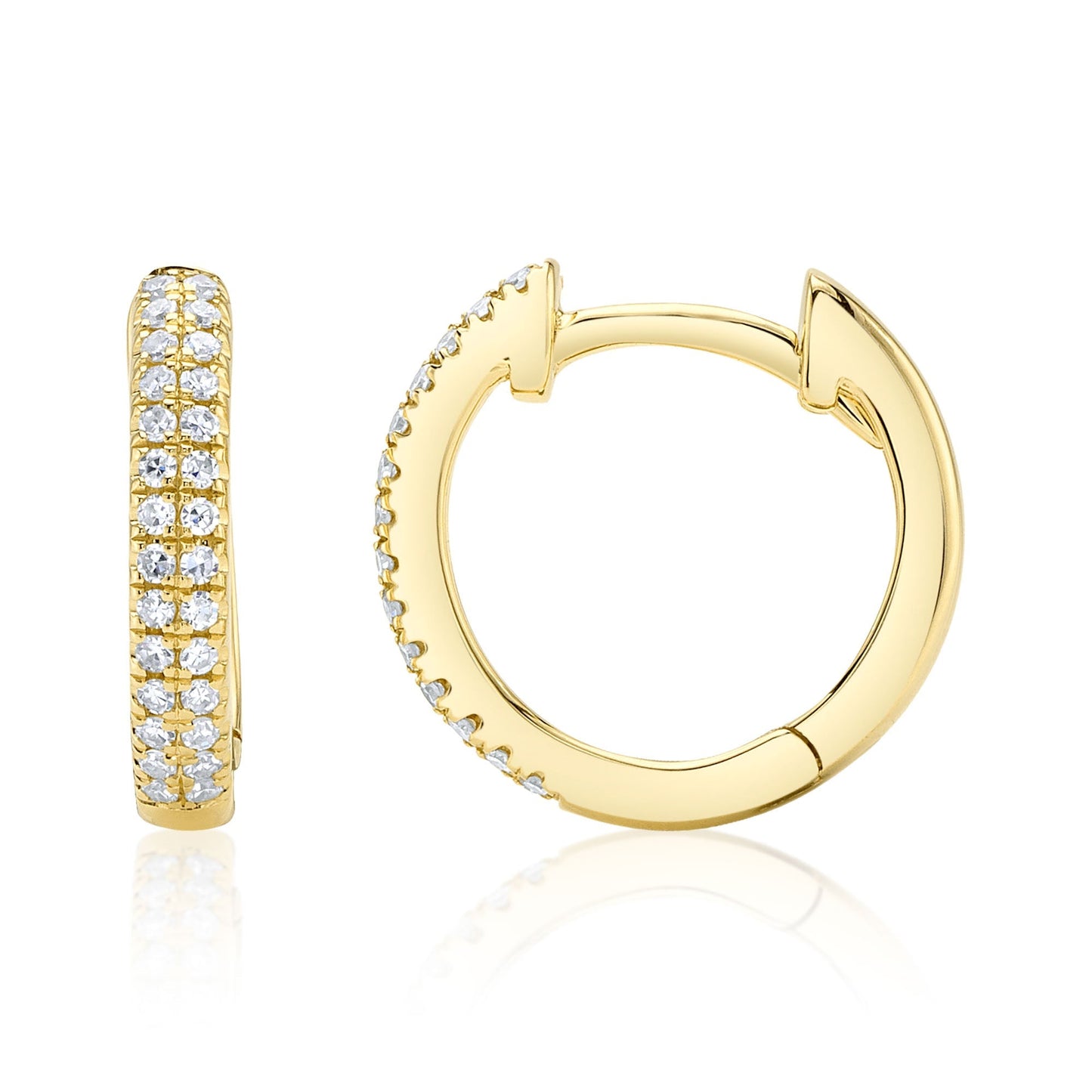 0.12CT 14K Y/G DIAMOND PAVE HUGGIE EARRING