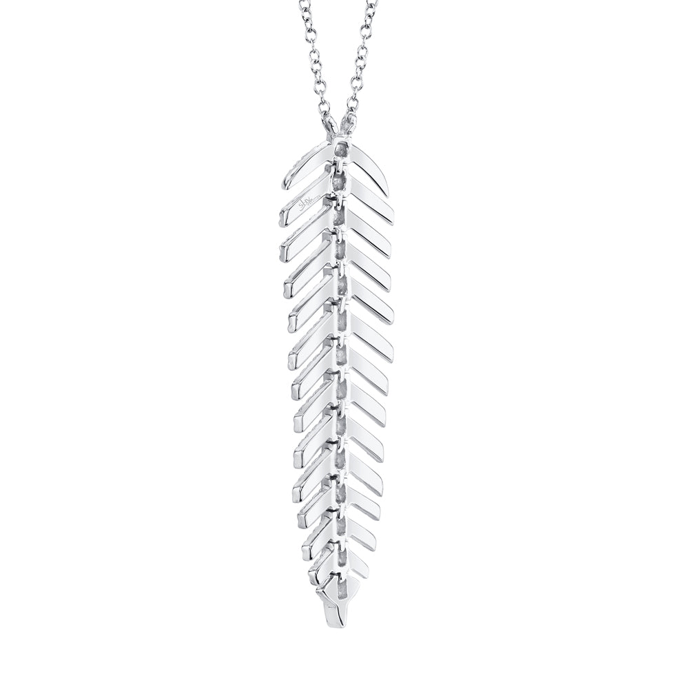 0.29CT DIAMOND 'Phoenix' FEATHER Pendant NECKLACE