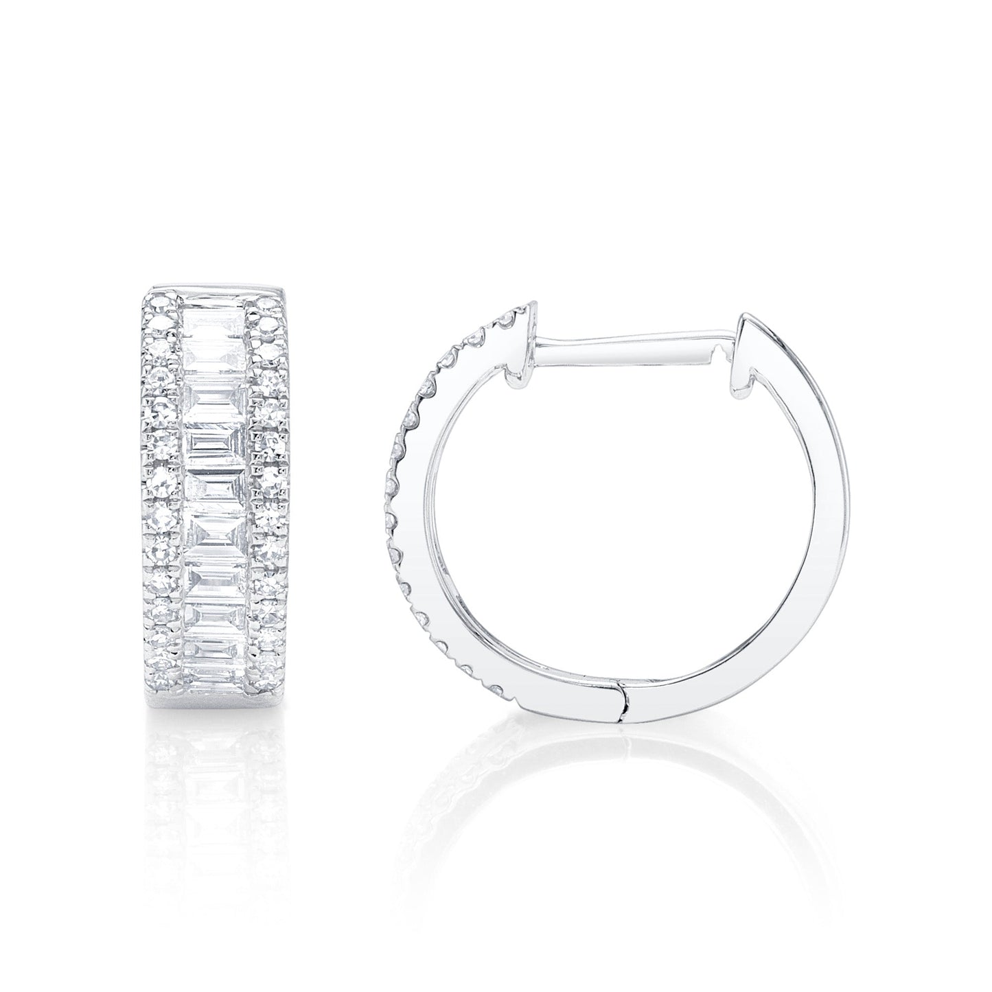 0.49CT 14K W/G DIAMOND BAGUETTE HUGGIE EARRING