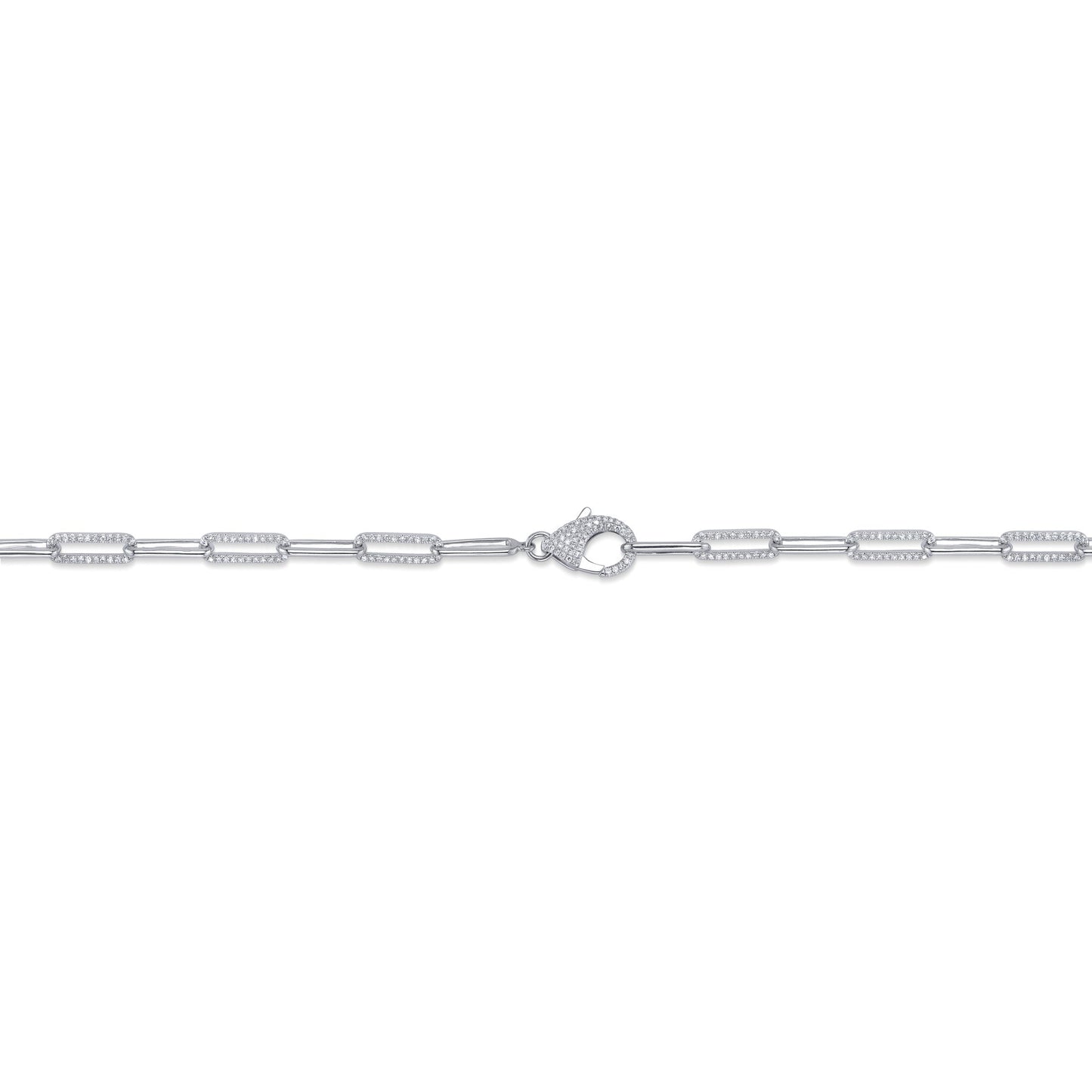 1.36CT 14K W/G DIAMOND PAPER CLIP LINK NECKLACE
