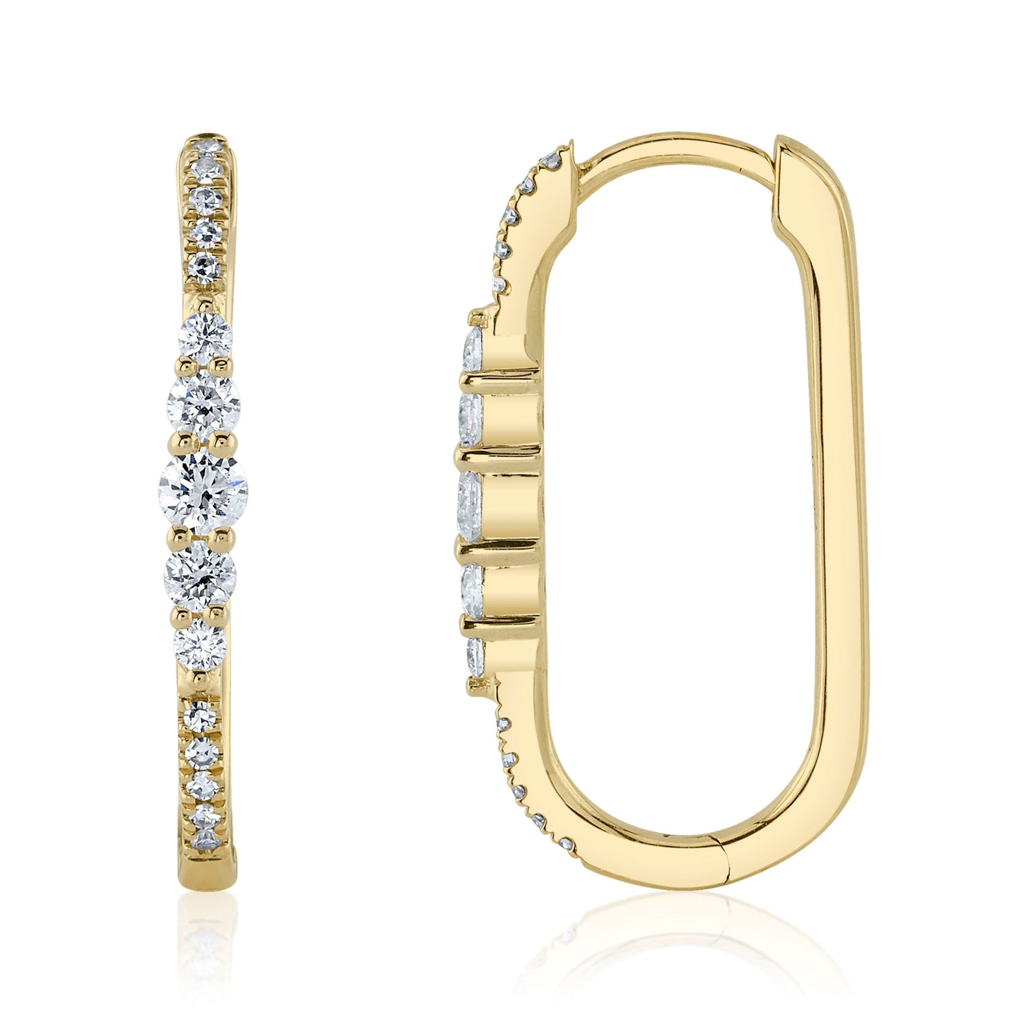 0.29CT 14K Y/G DIAMOND OVAL HOOP EARRING
