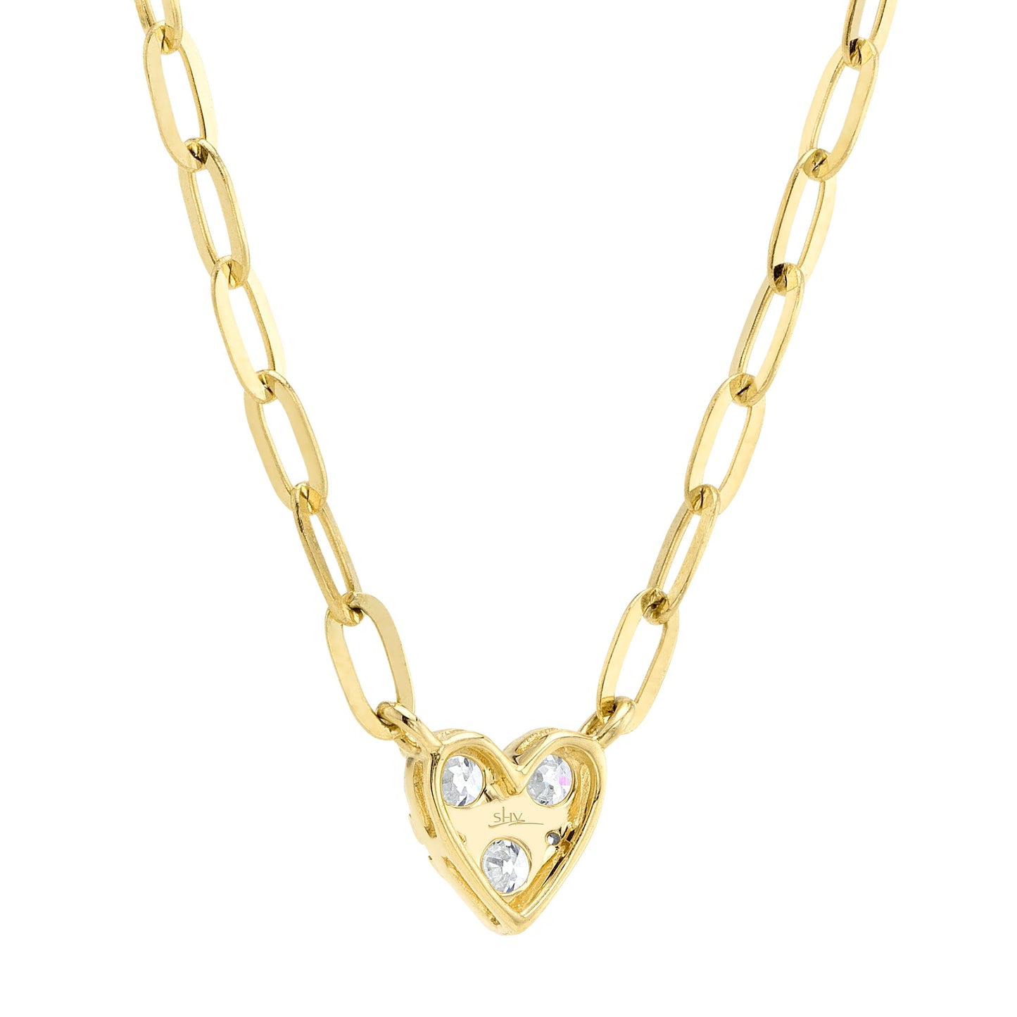 0.41CT 14K Y/G DIAMOND HEART PAPER CLIP LINK NECKLACE