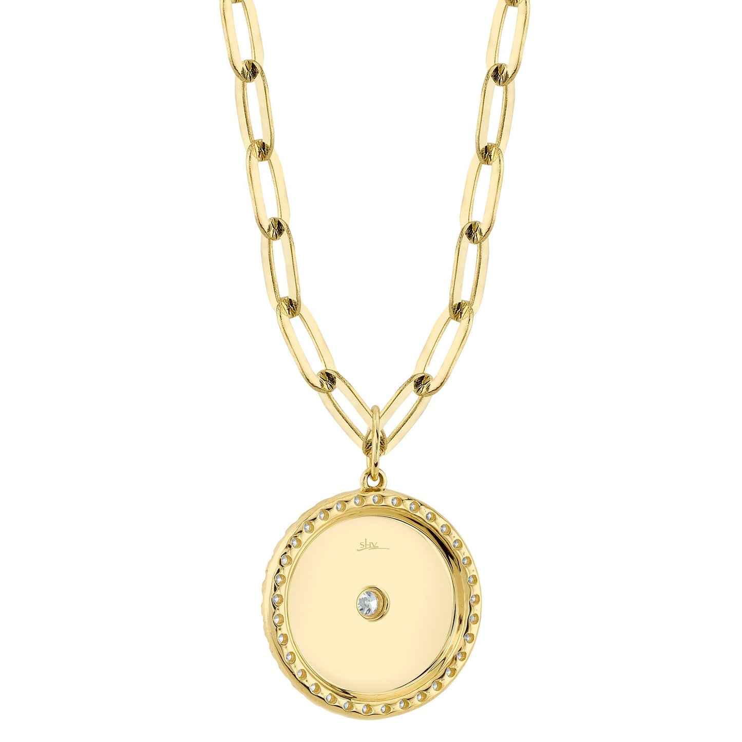 0.43CT 14K Y/G DIAMOND BEZEL STAR PAPER CLIP LINK NECKLACE