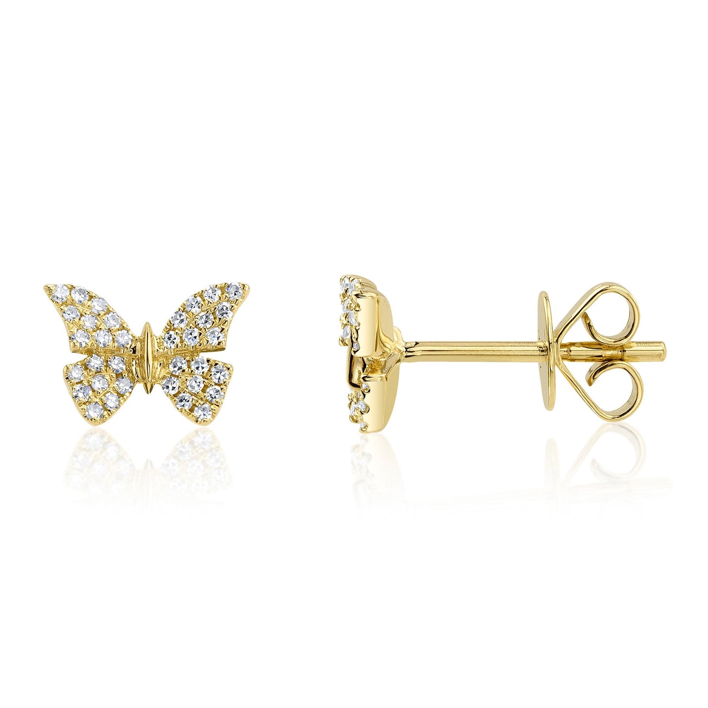0.15CT 14K Y/G DIAMOND BUTTERFLY STUD EARRING