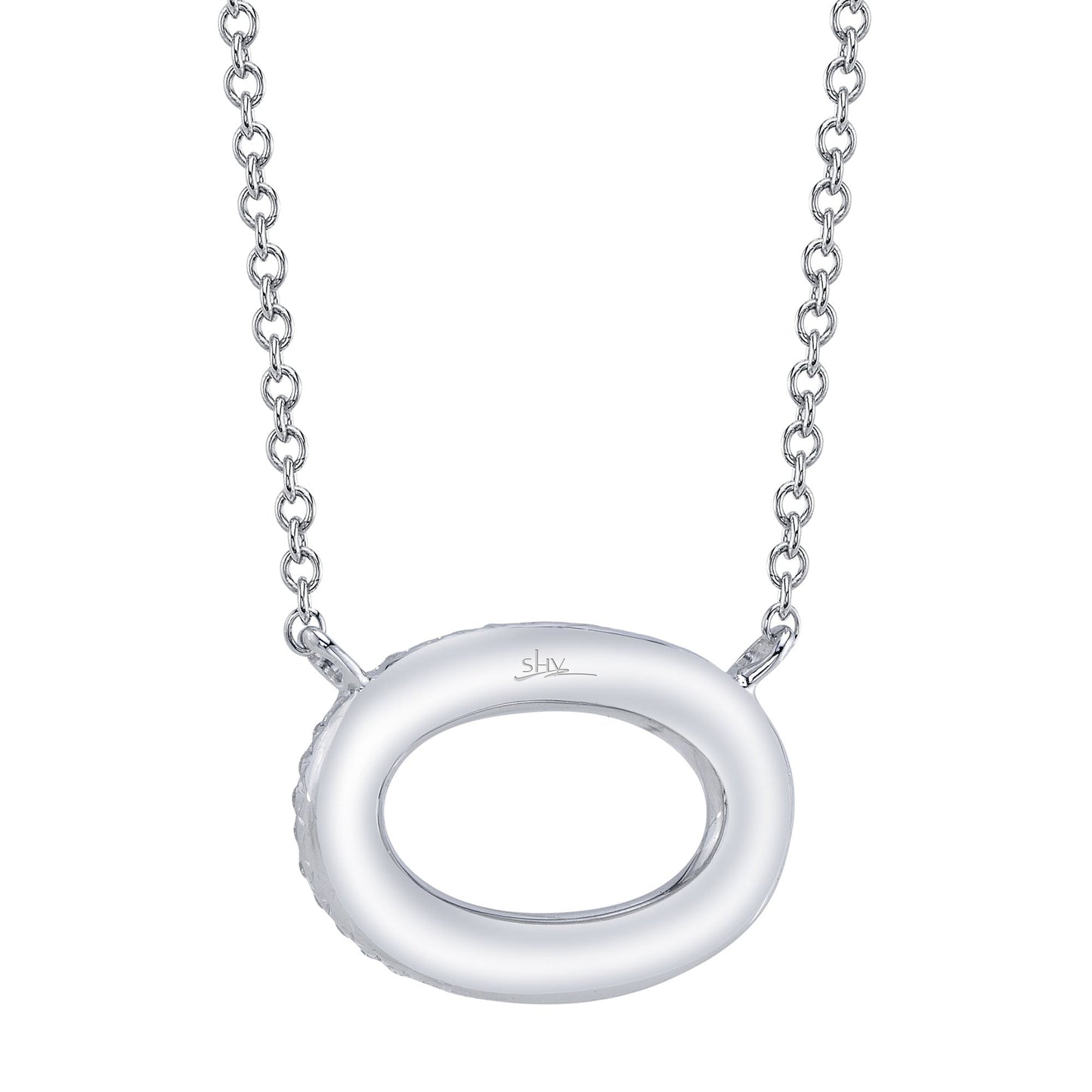 0.23CT 14K W/G DIAMOND PAVE OVAL NECKLACE