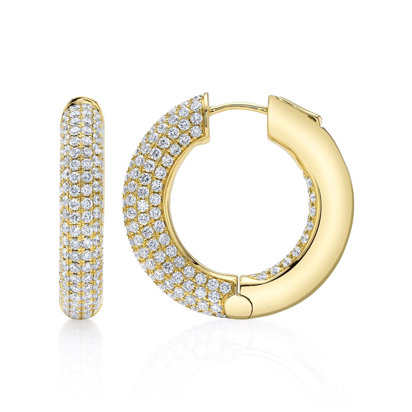 3.94CT 14K Y/G DIAMOND PAVE HOOP EARRING