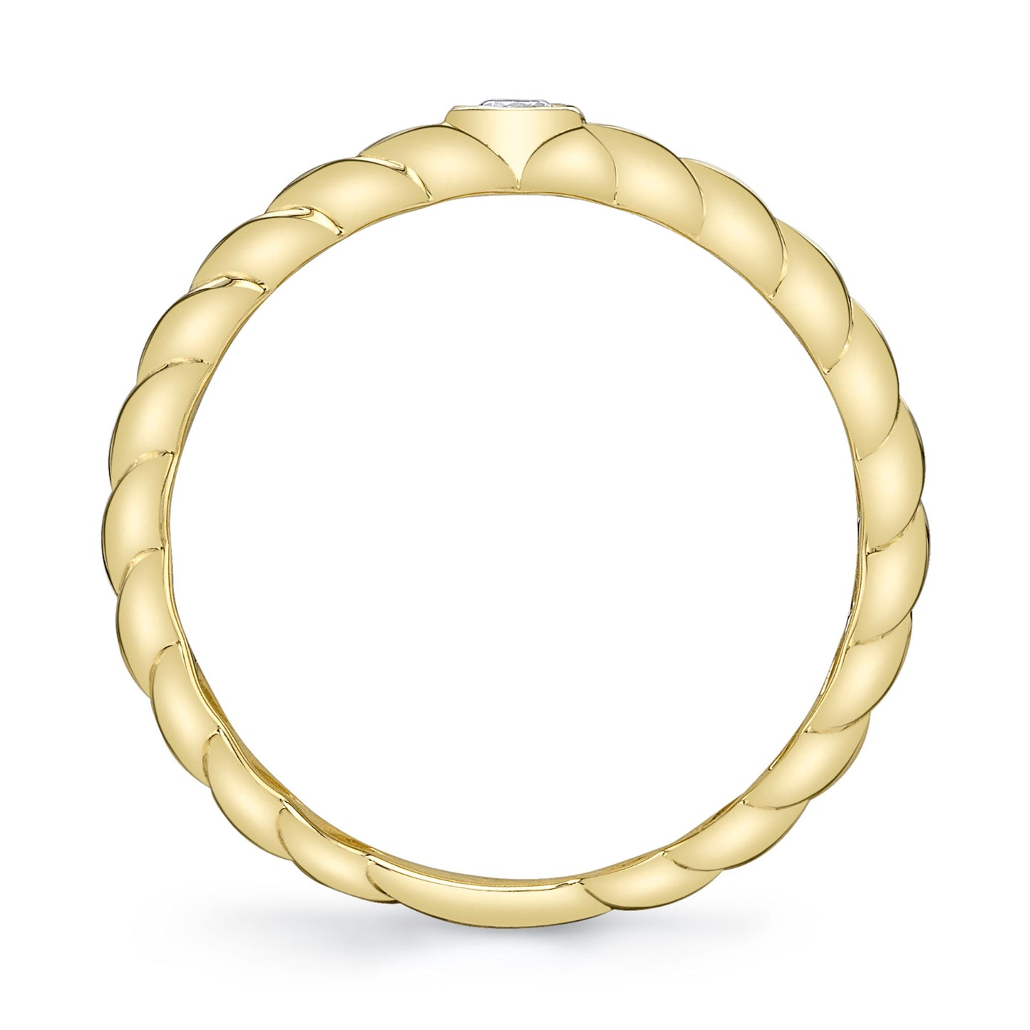 0.07CT 14K Y/G DIAMOND BEZEL RIBBED RING