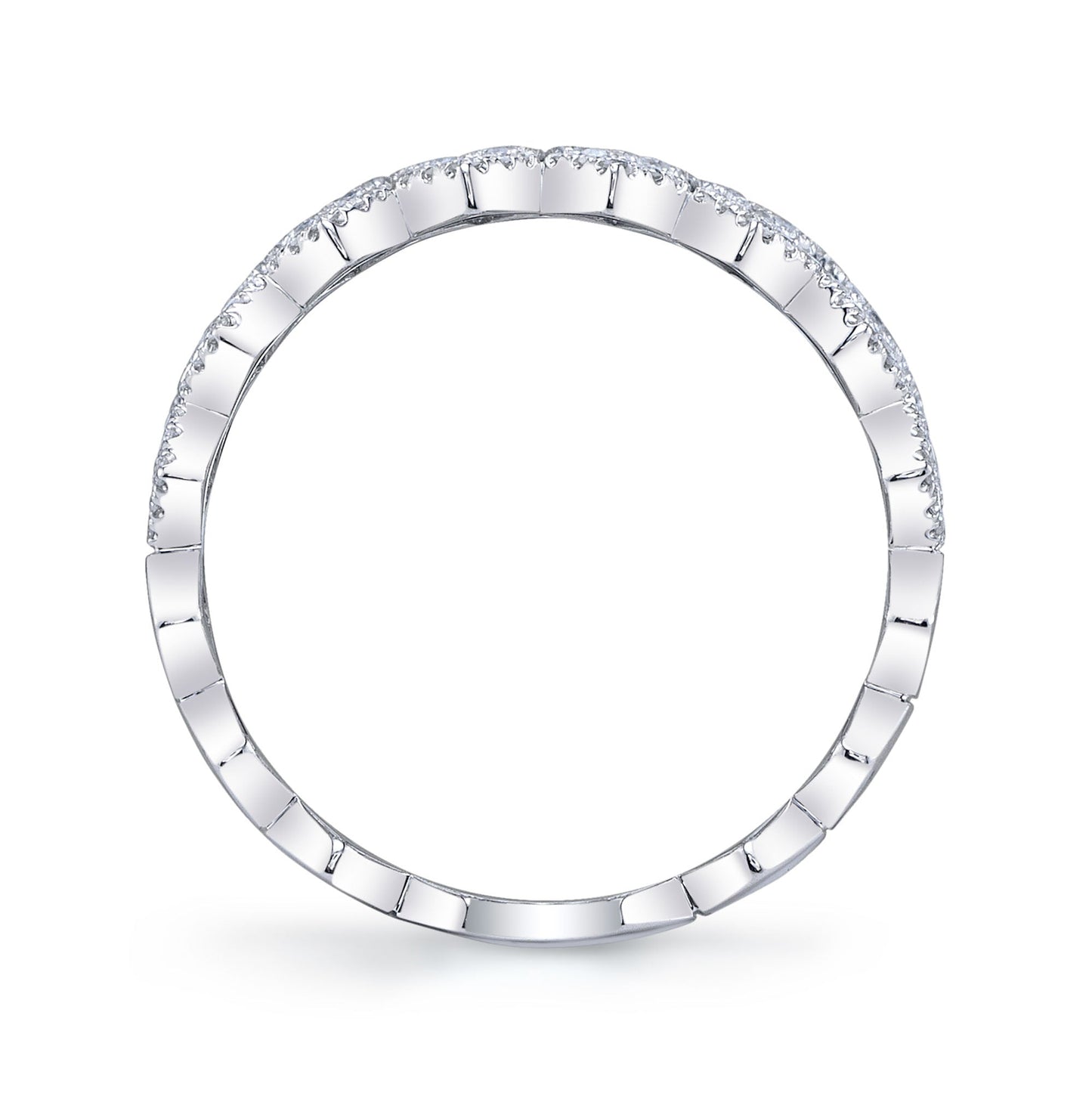 0.35CT 14K W/G DIAMOND PAVE HEXAGON RING