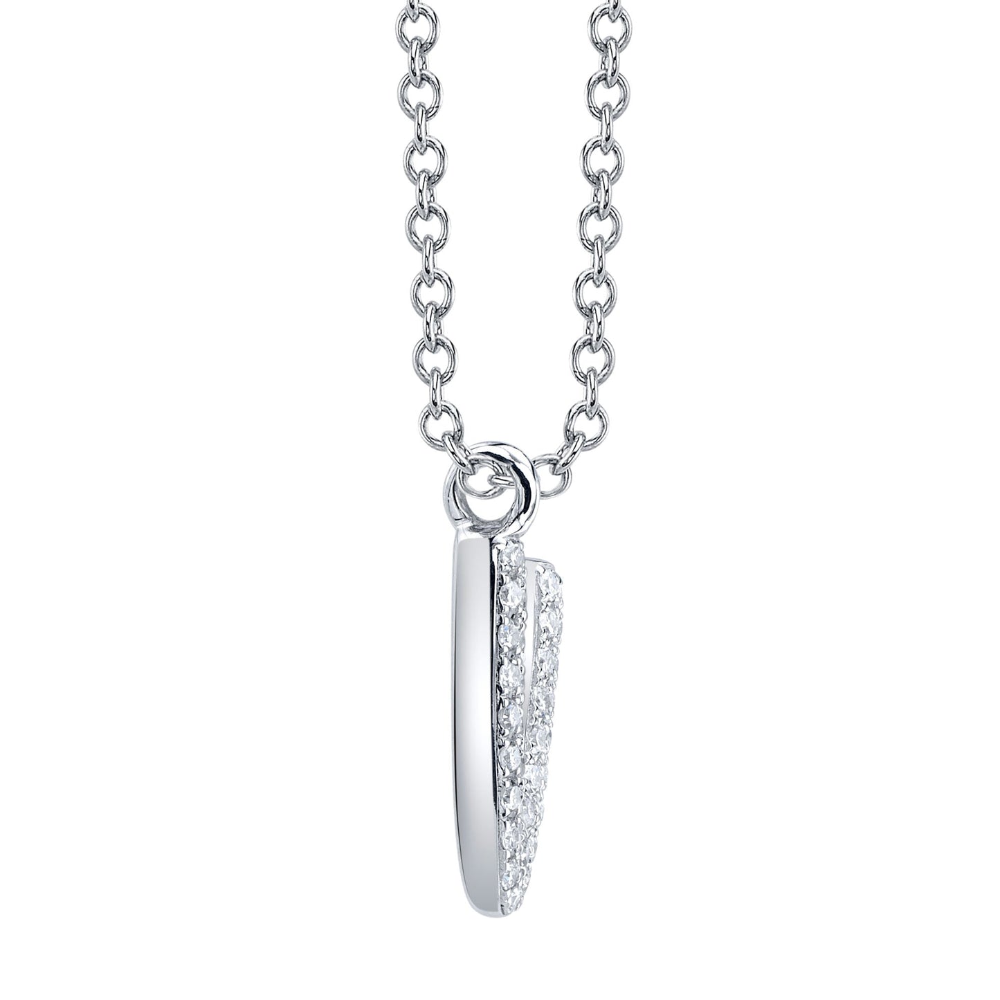 0.07CT 14K W/G DIAMOND PAVE NECKLACE - INITIAL V