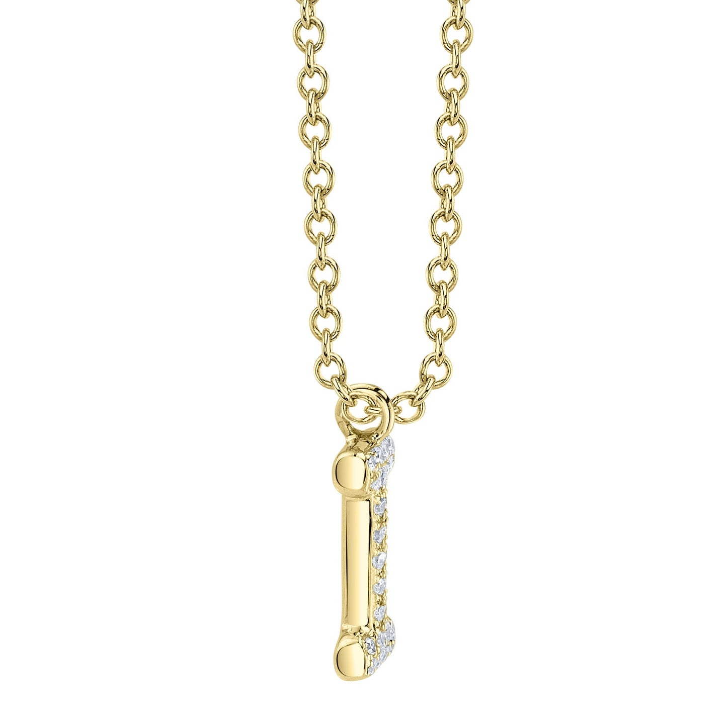 0.06CT 14K Y/G DIAMOND PAVE NECKLACE - INITIAL I