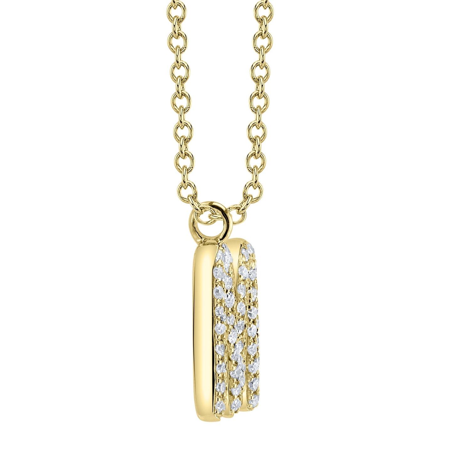 0.14CT 14K Y/G DIAMOND PAVE NECKLACE - INITIAL M
