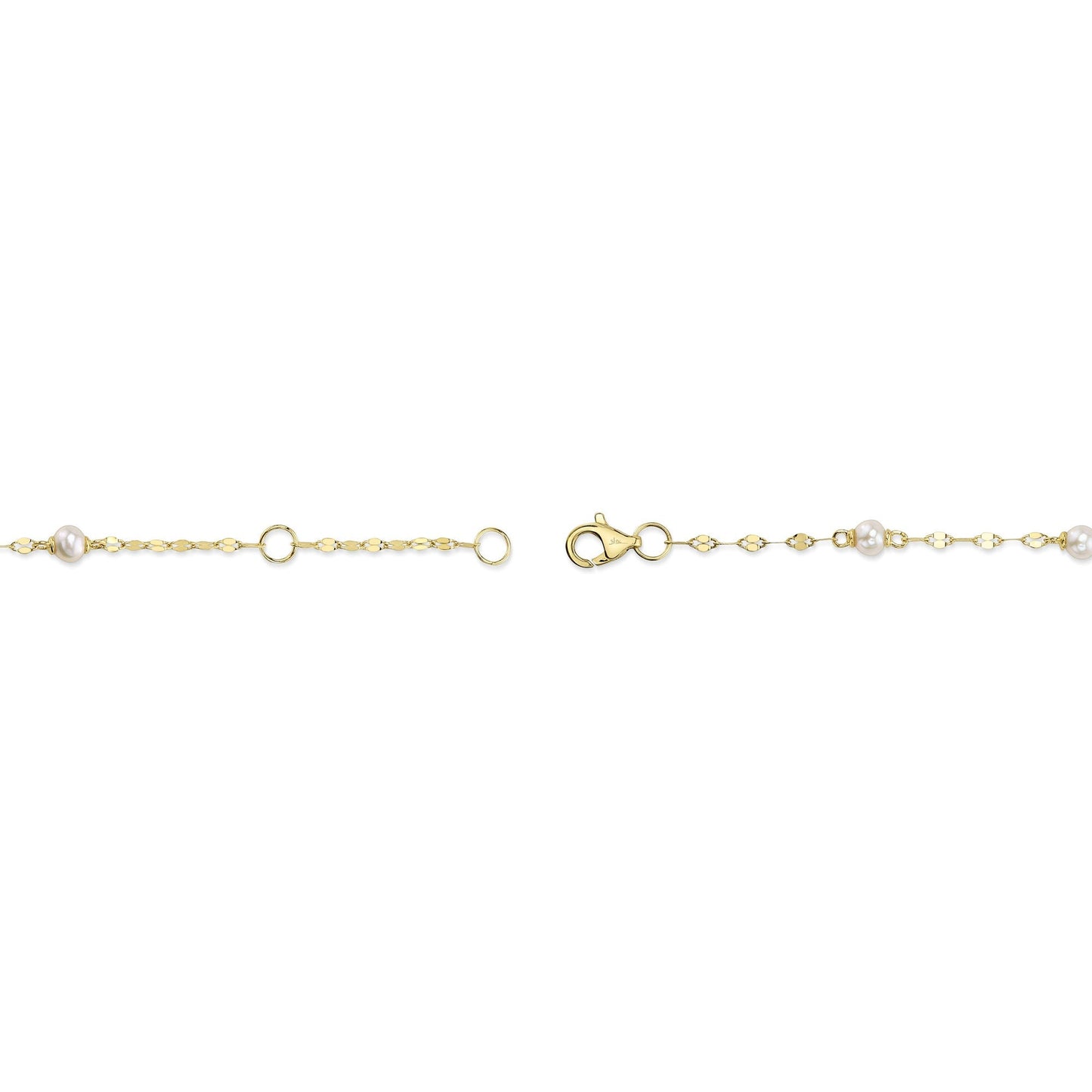 14K Y/G CULTURED PEARL SPARKLE CHAIN BRACELET