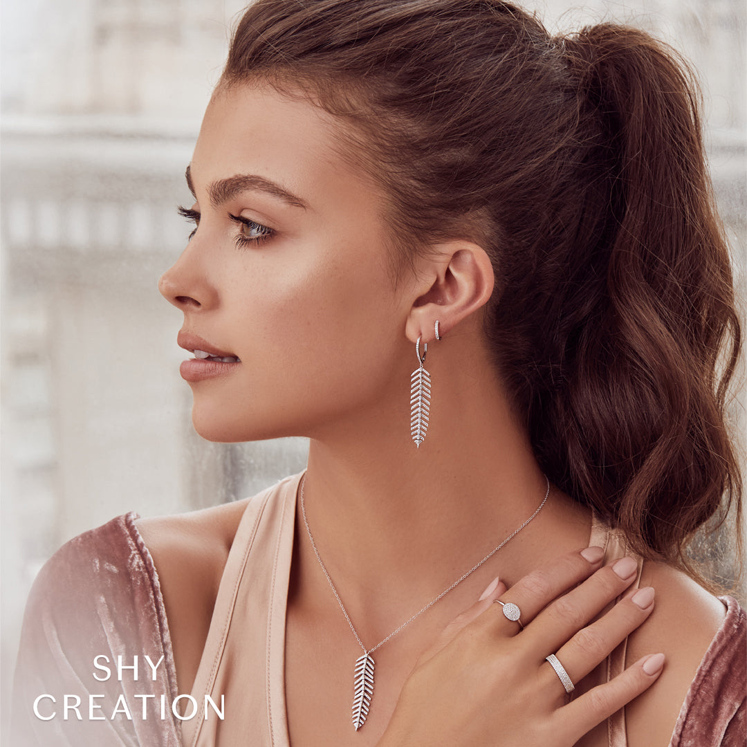 0.60CT DIAMOND 'Phoenix' Drop FEATHER EARRING - Short