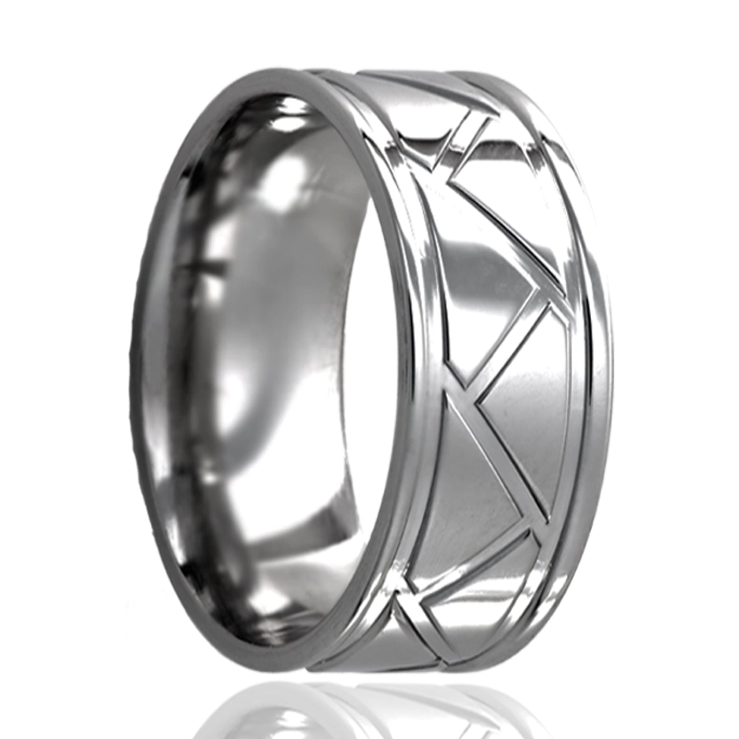 Titanium Comfort Fit Polished Milled Pattern Ring
