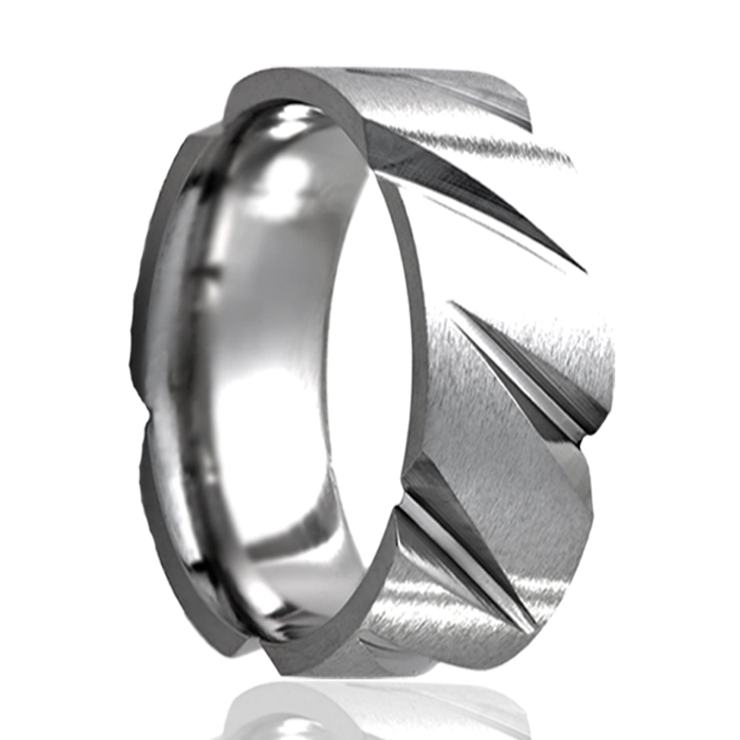 Tungsten Comfort Fit Polished Milled Pattern Ring