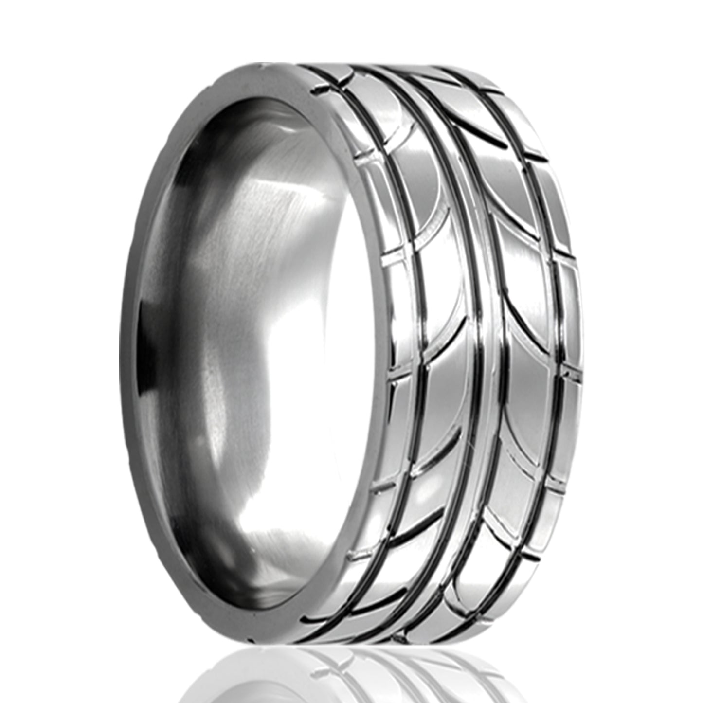 Titanium Comfort Fit Polished Milled Pattern Ring