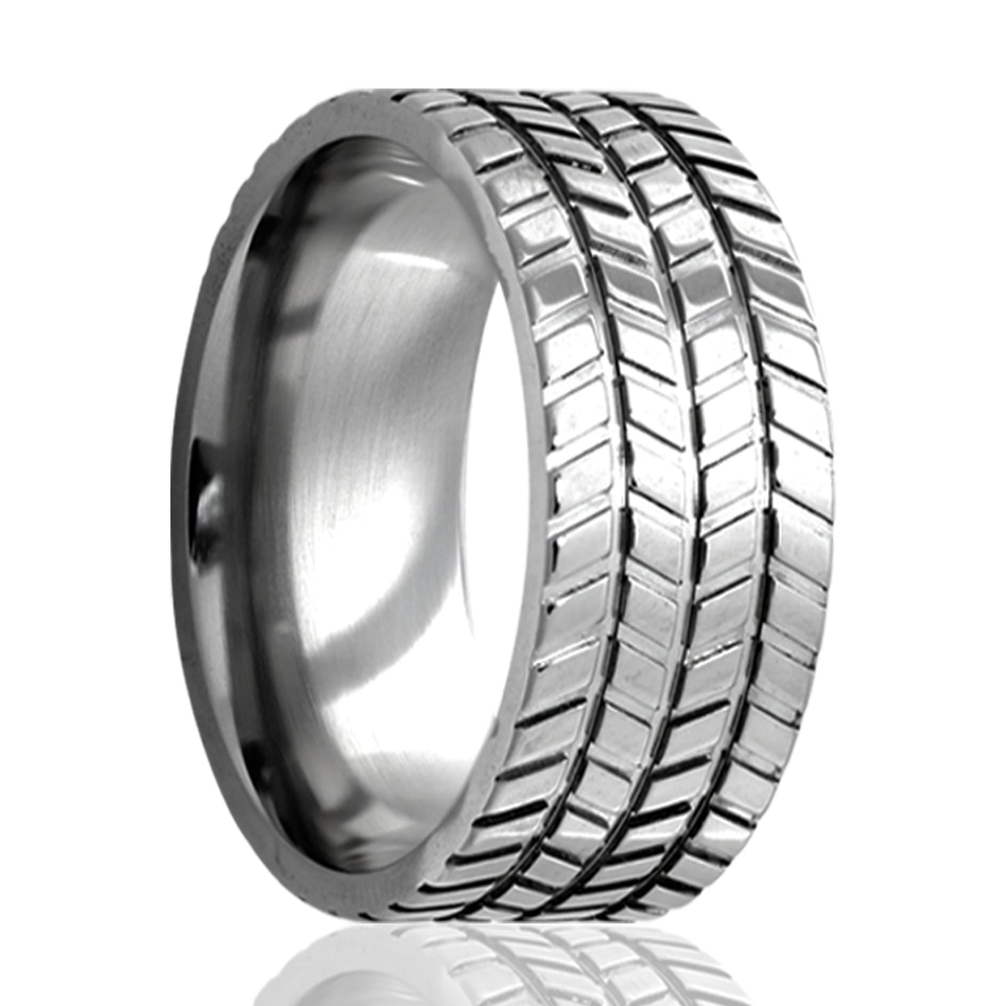 Tungsten Comfort Fit Polished Milled Pattern Ring