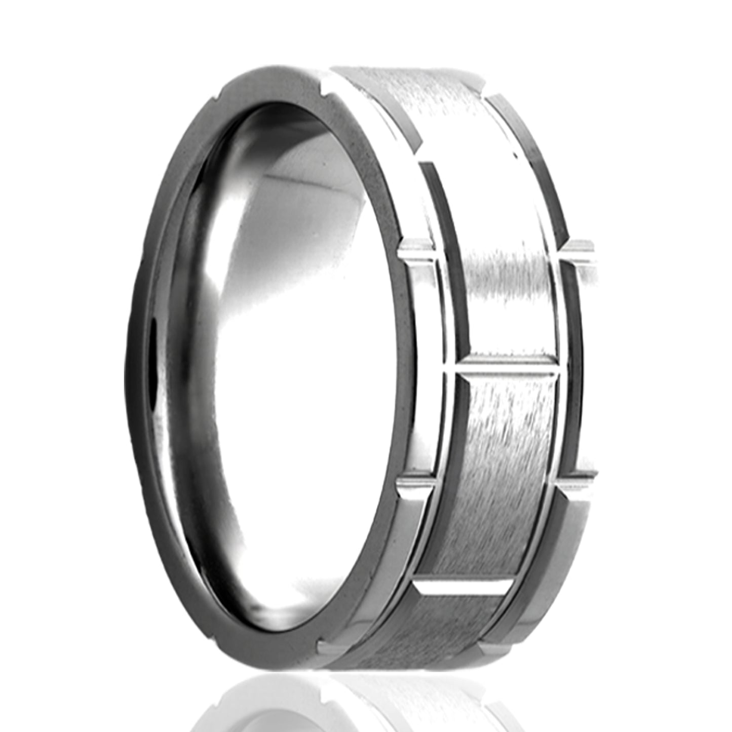Tungsten Comfort Fit Polished Milled Pattern Ring
