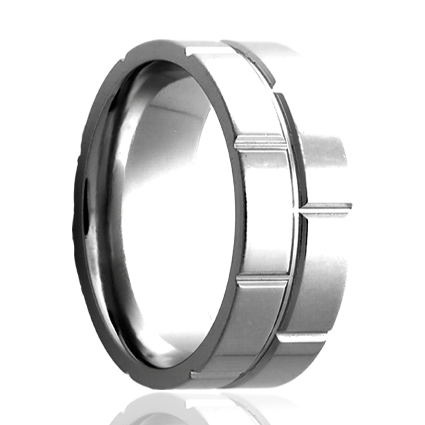 Tungsten Comfort Fit Polished Milled Pattern Ring