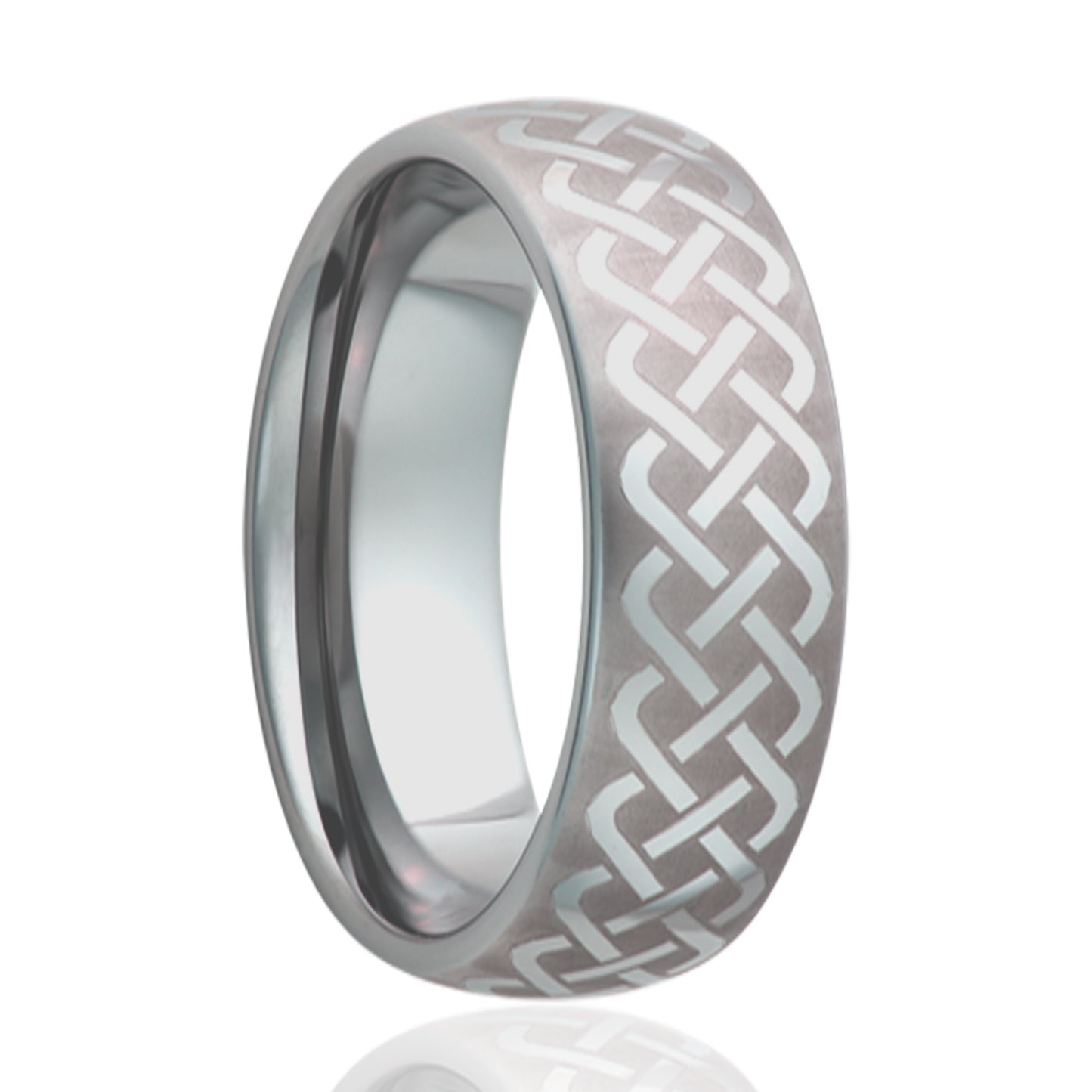 Titanium Dome Comfort Fit Polished Ring - Celtic