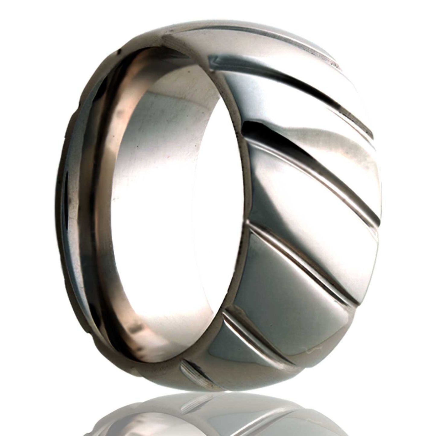 Tungsten Dome Polished Milled Pattern Ring - 2-3 Week Delivery