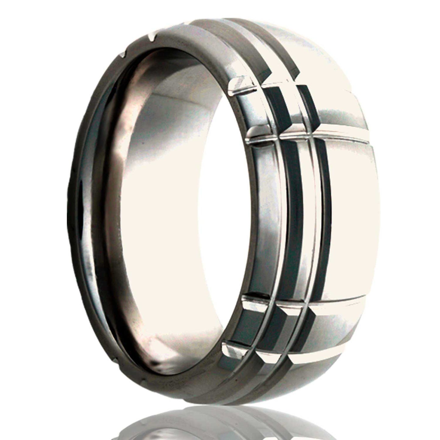 Tungsten Dome Polished Milled Pattern Ring - 2-3 Week Delivery