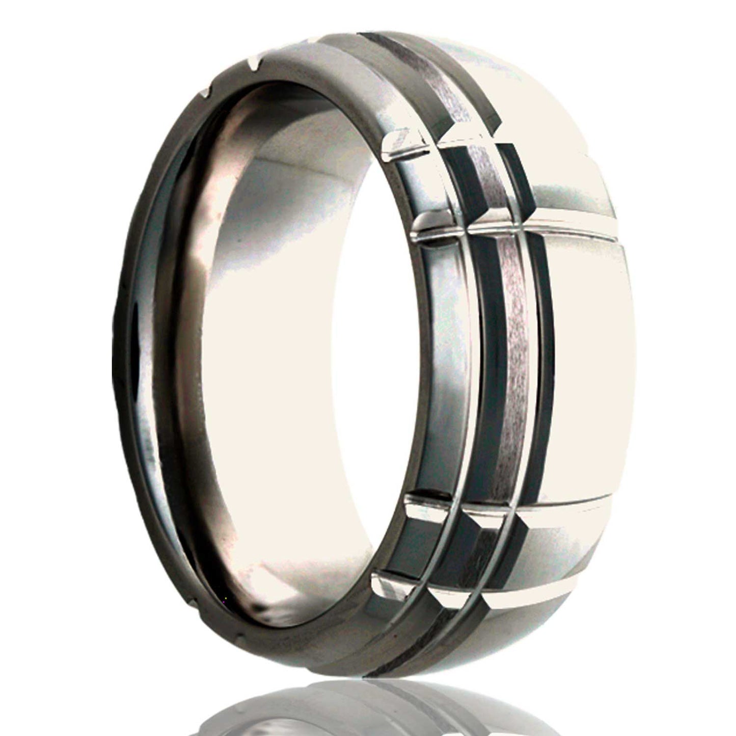 Tungsten Dome Polished Milled Pattern Ring - 2-3 Week Delivery