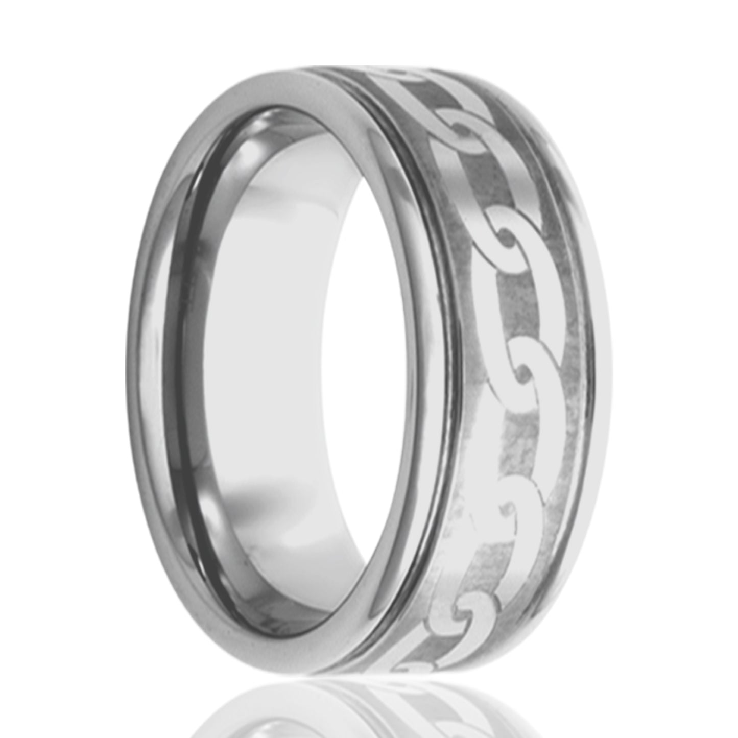 Titanium Comfort Fit Ring with Chain Engraving