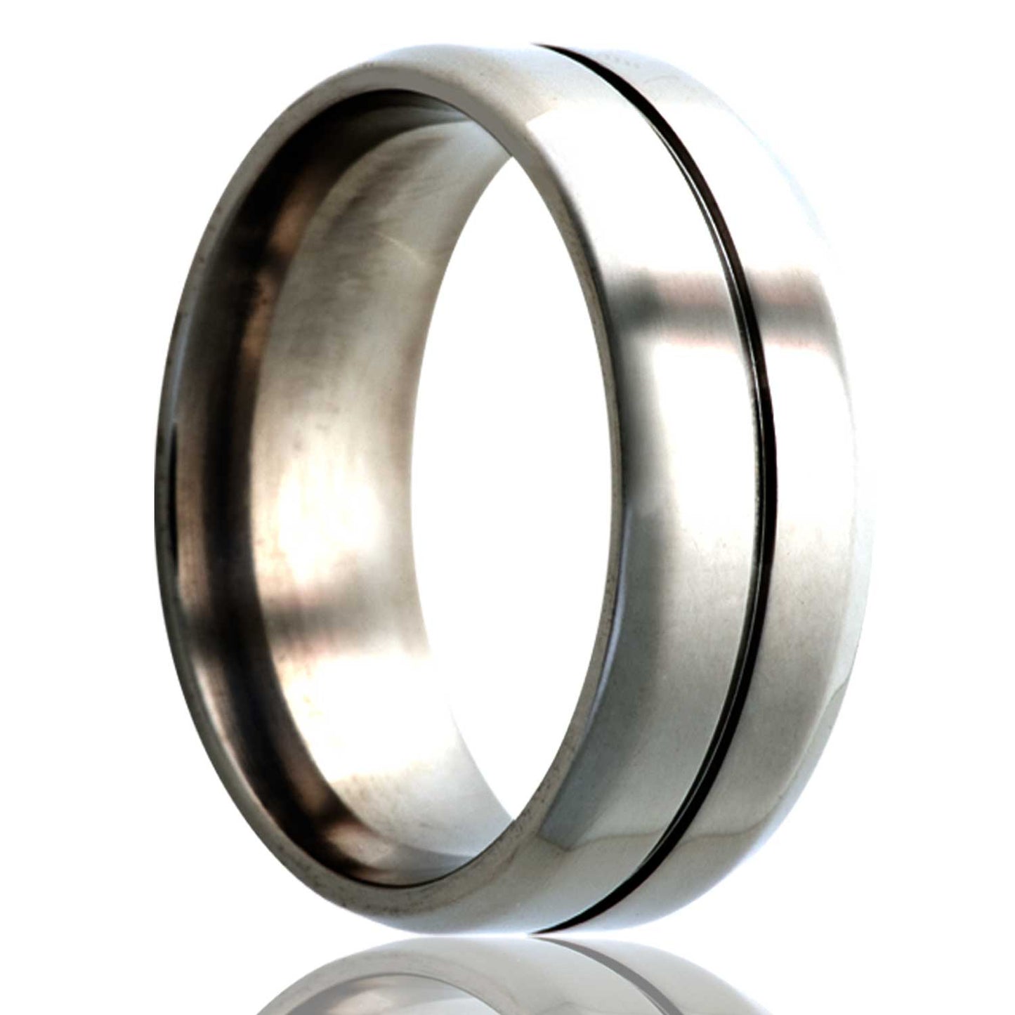 Titanium Comfort Fit Polished Ring with Center Groove