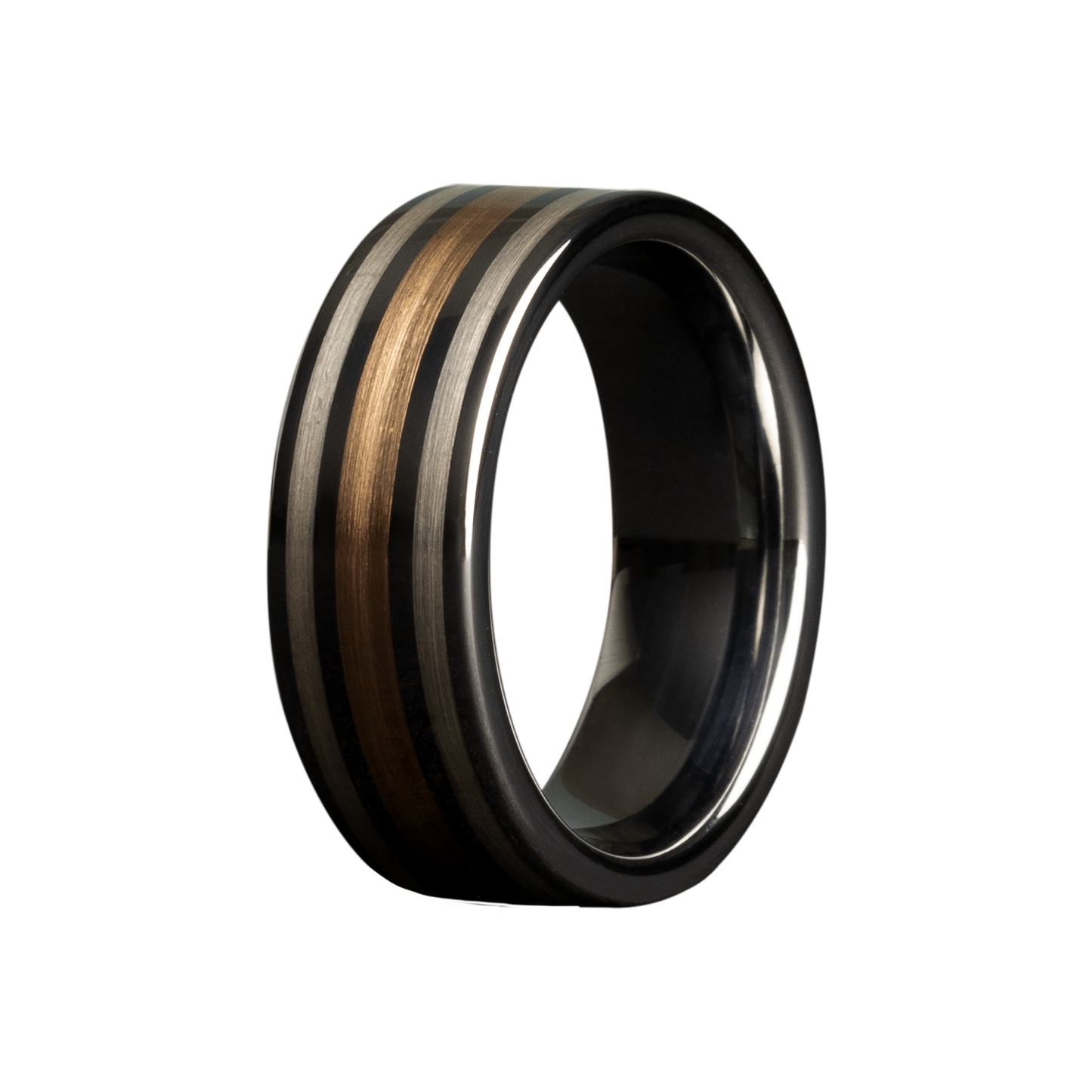 Tungsten Gold Silver Flat Comfort Polished Ring