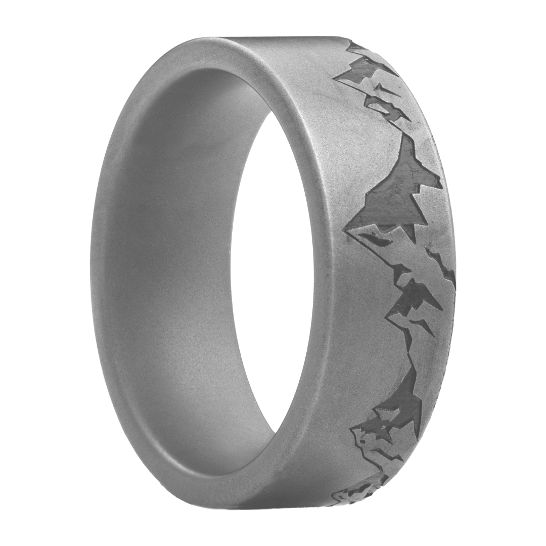 Tungsten Comfort Fit Matte Black Mountain Ring