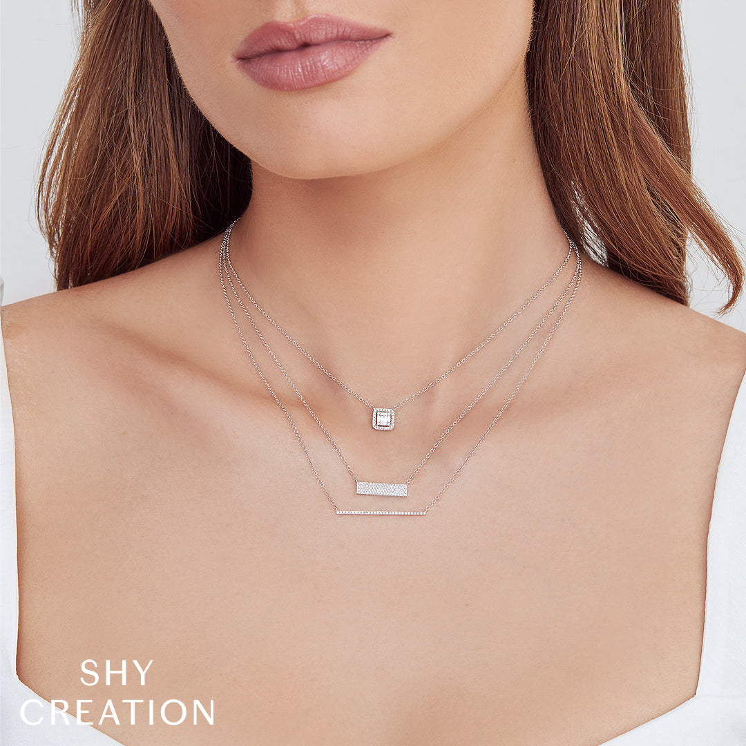 0.25CT 14K W/G DIAMOND PAVE BAR NECKLACE