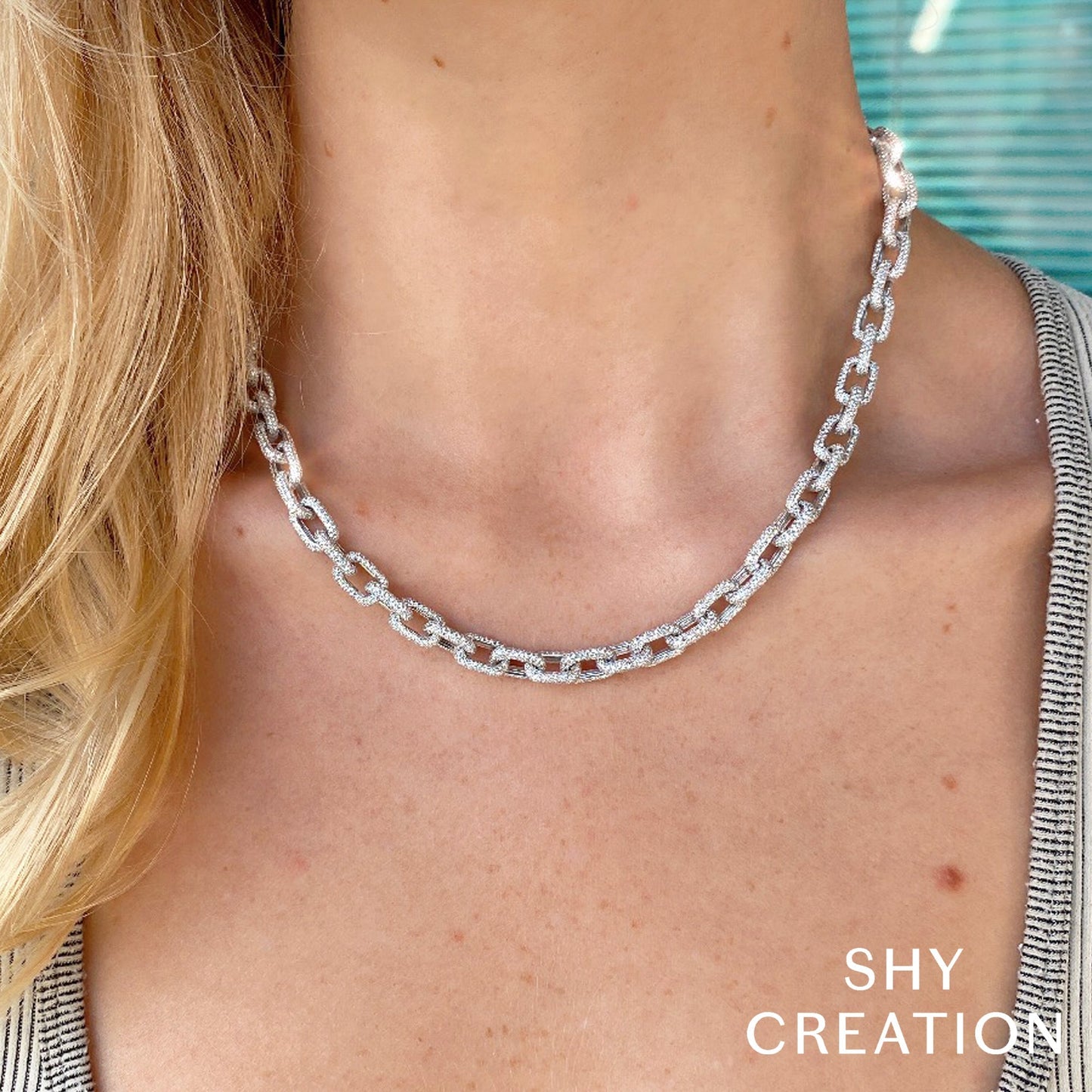 17.25CT DIAMOND PAVE LINK NECKLACE