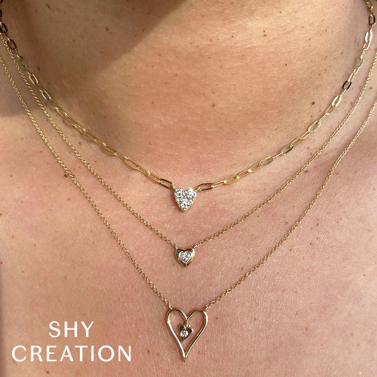 0.41CT DIAMOND HEART PAPER CLIP LINK NECKLACE