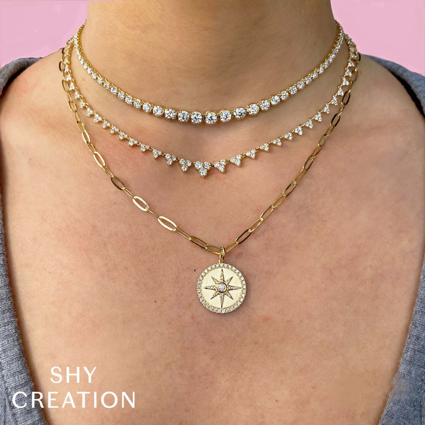 6.75CT DIAMOND CROWN SETTING TENNIS NECKLACE