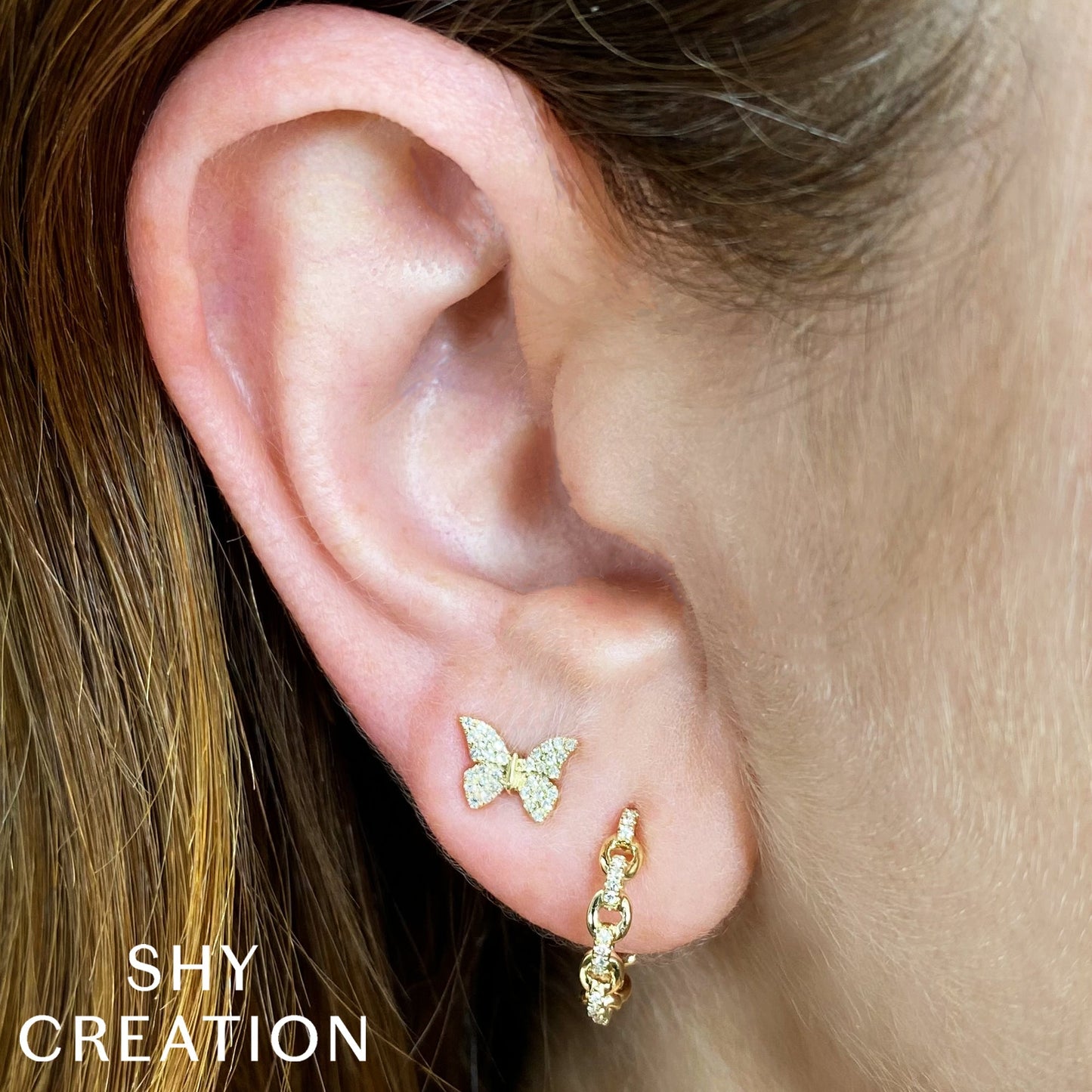 0.15CT DIAMOND BUTTERFLY STUD EARRING