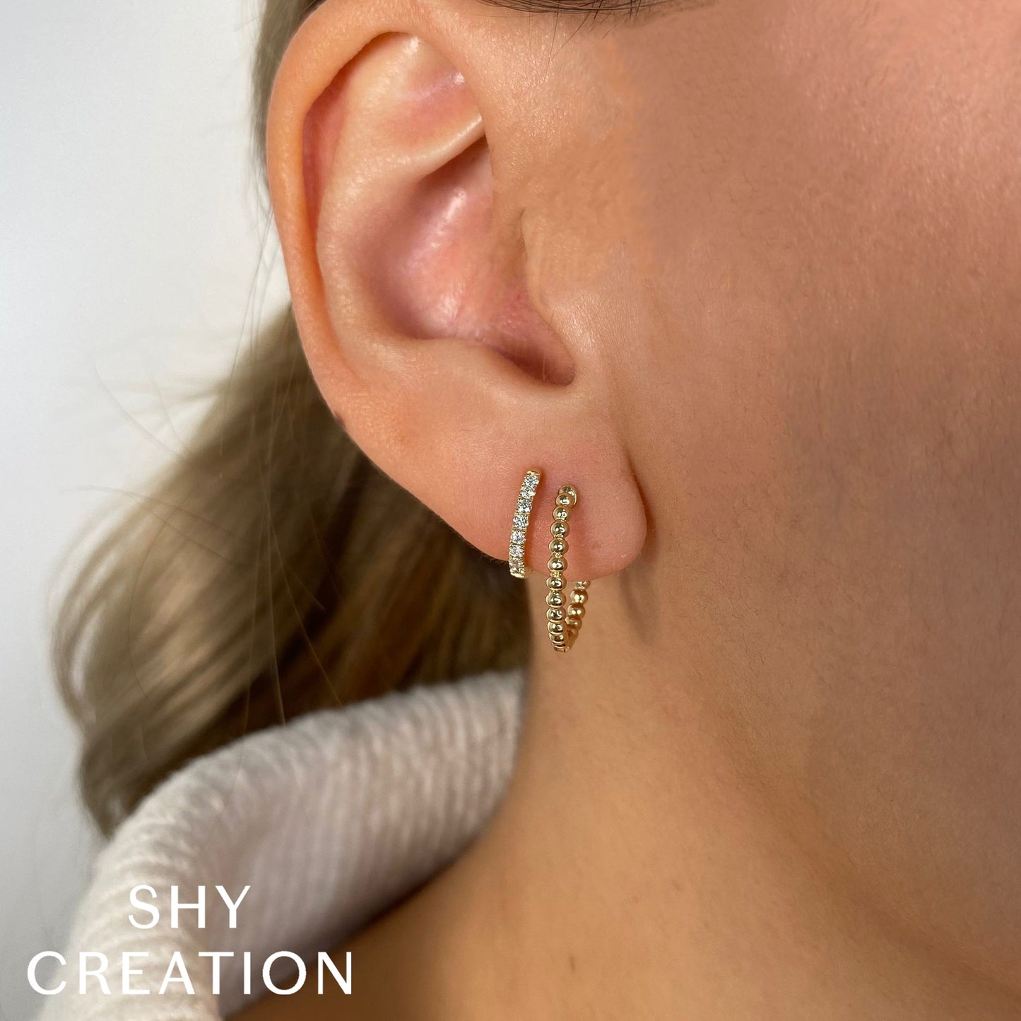 0.18CT DIAMOND DOUBLE HUGGIE EARRING