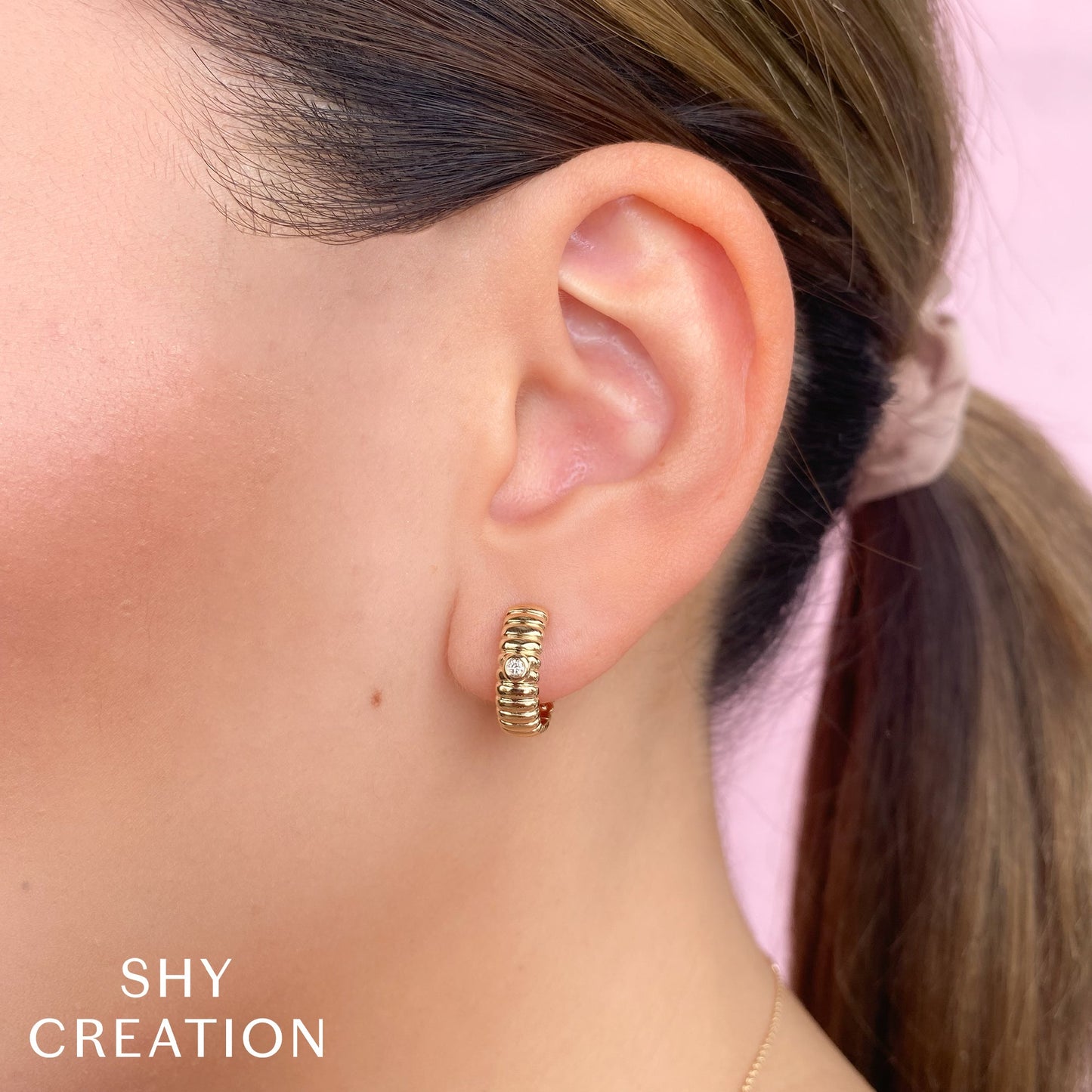 0.05CT DIAMOND BEZEL HOOP EARRING