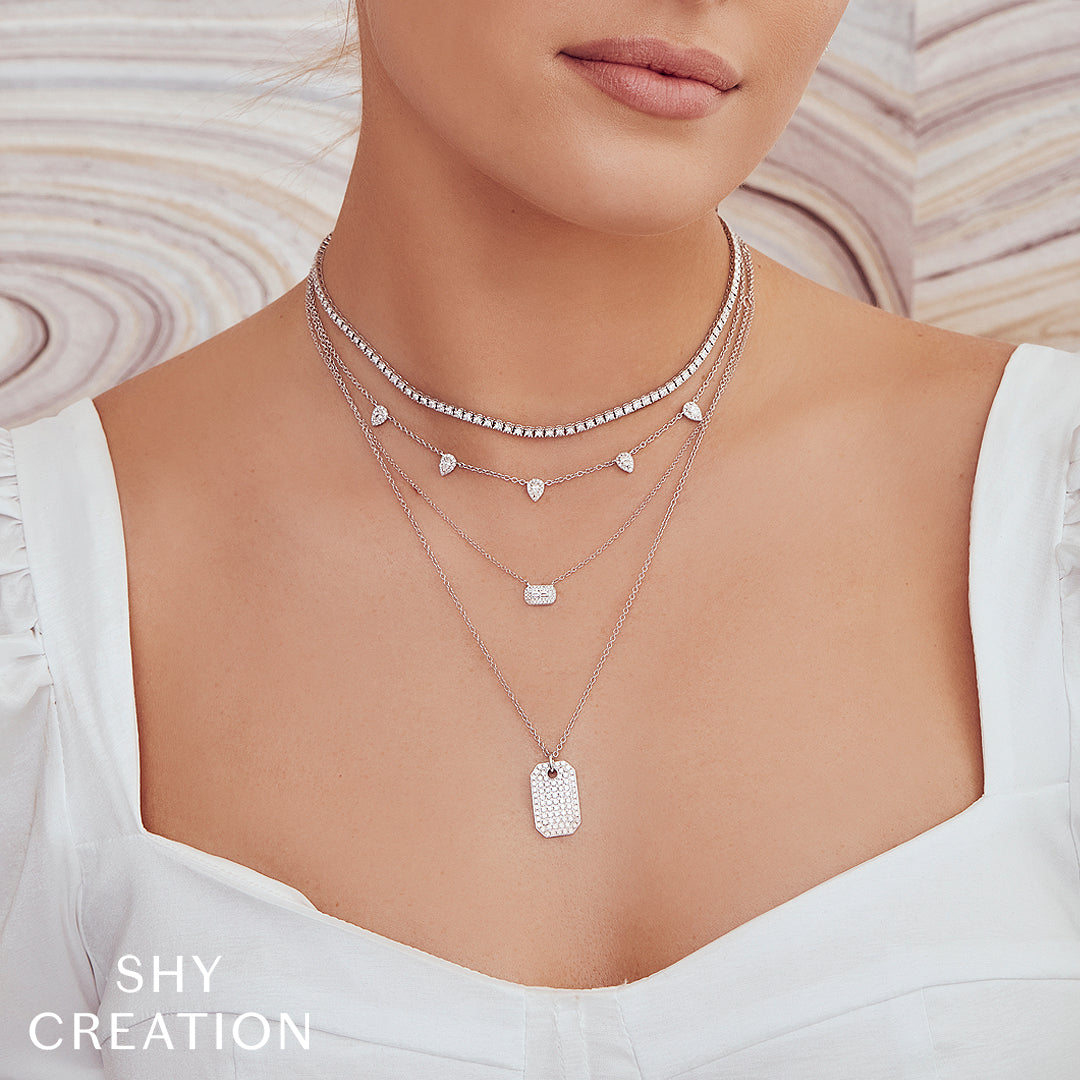 0.90CT DIAMOND DOG TAG NECKLACE