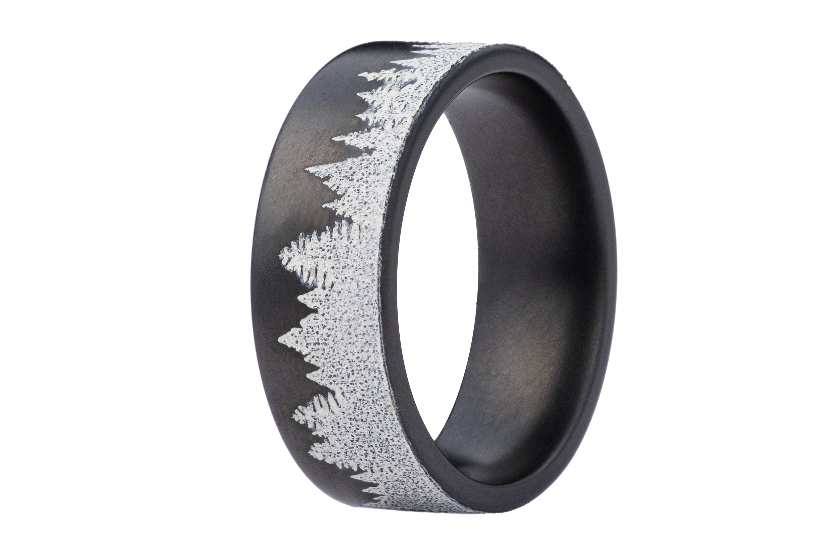 Zirconium Comfort Fit Matte White Pine Tree