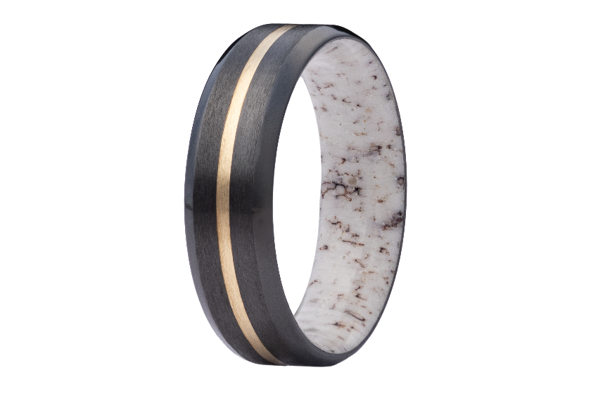 Zirconium Yellow Gold Inlay Comfort Fit Ring