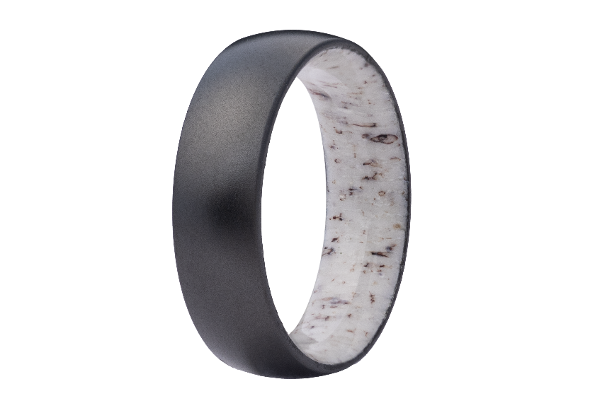 Zirconium Comfort Fit Matte Antler Inlay Ring