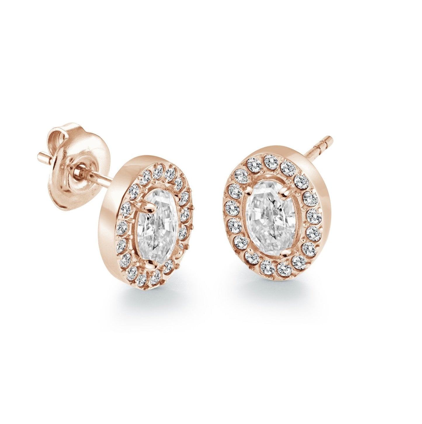 7.5MM OVAL HALO EARRINGS