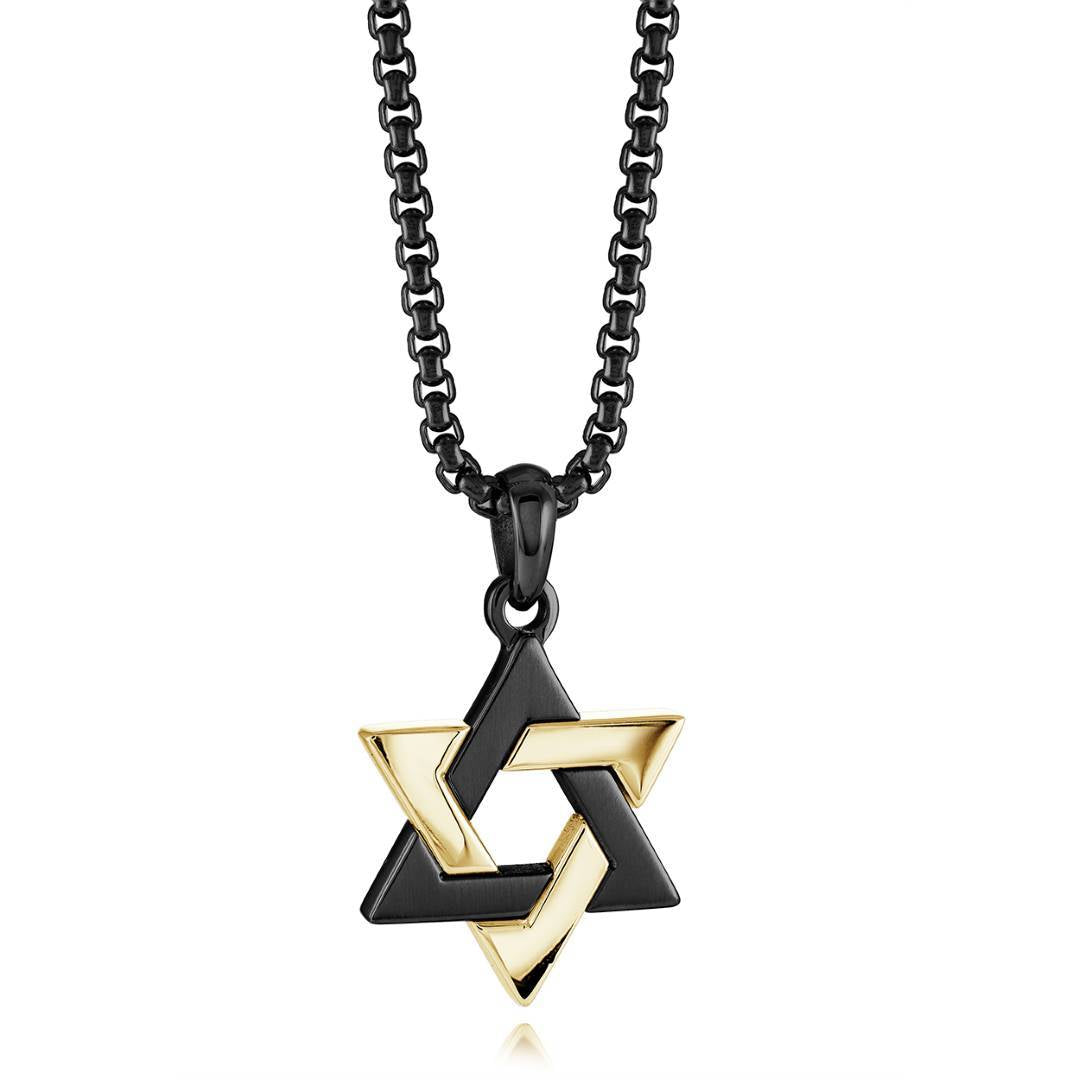BRUSHED-POLISHED STAR OF DAVID PENDANT