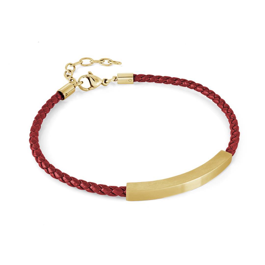 ID PLATE LEATHER BRACELET