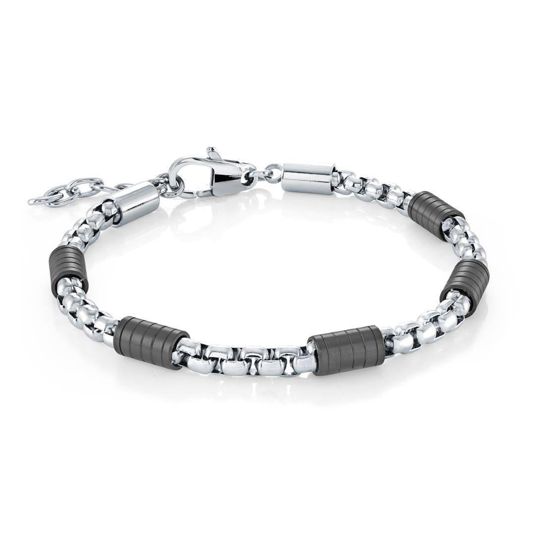4.5MM BOX-LINK BLACK-STOPPERS BRACELET