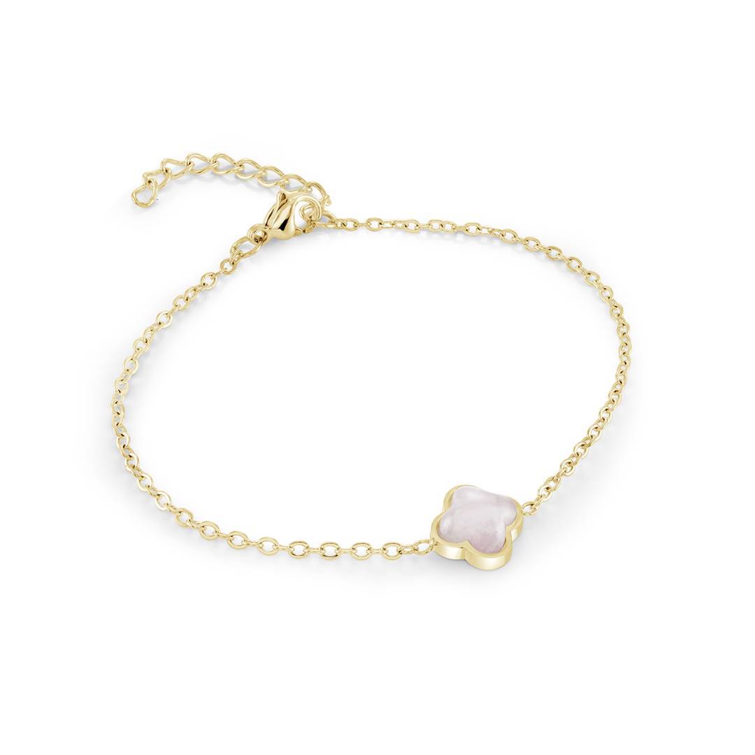 ROSE-QUARTZ LUCKY CLOVER BRACELET